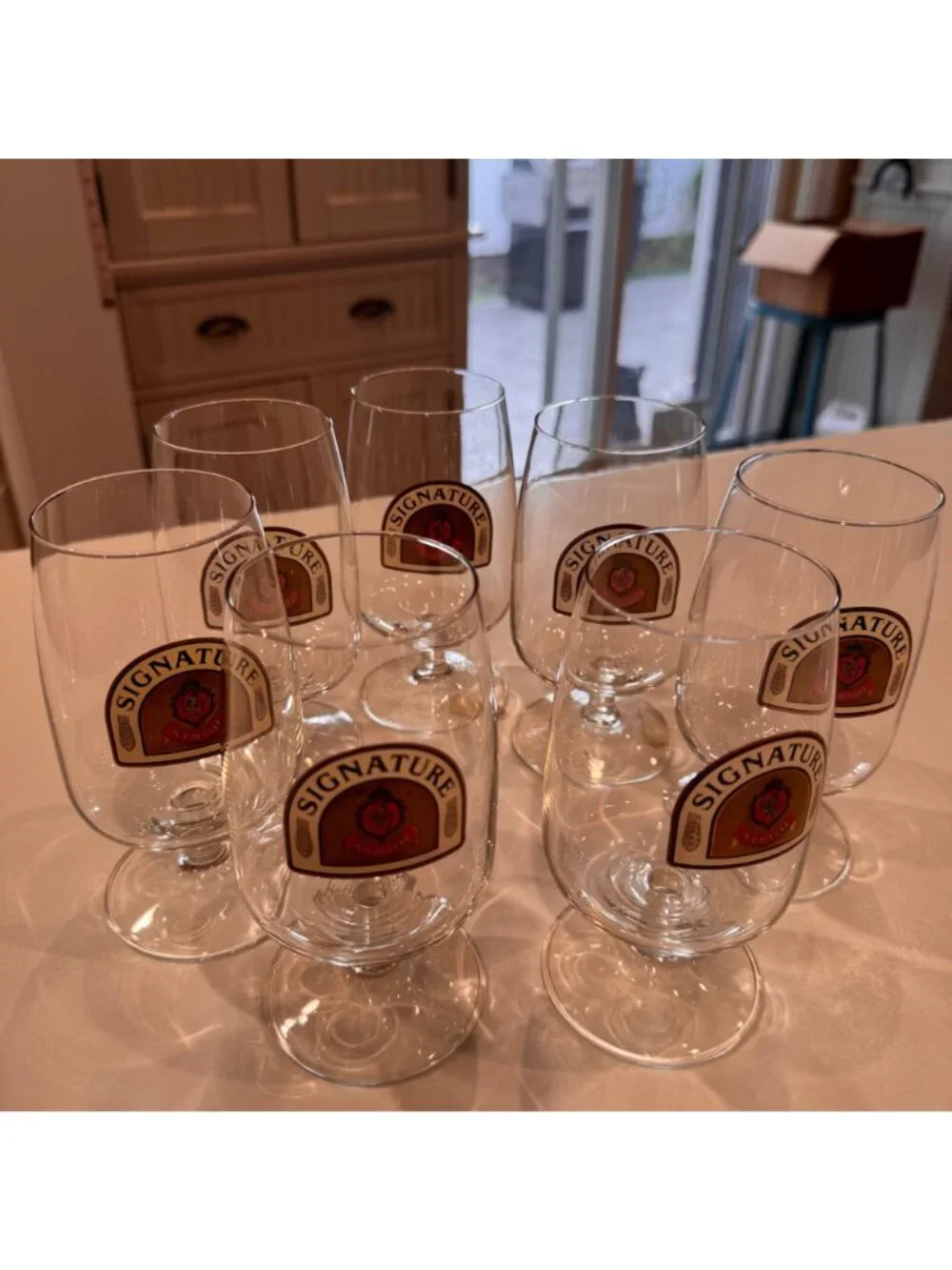 Stroh Signature Pedestal Beer Glass Rastal Germany Lot of 7 Breweriana Vtg NOS
